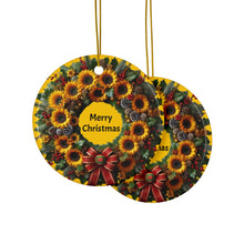 Load image into Gallery viewer, Sunflowers at Christmas gold Ceramic Ornaments, 2-Side Print, (1pc, 3pcs, 5pcs, 10pcs)
