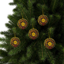 Load image into Gallery viewer, Sunflowers at Christmas gold Ceramic Ornaments, 2-Side Print, (1pc, 3pcs, 5pcs, 10pcs)
