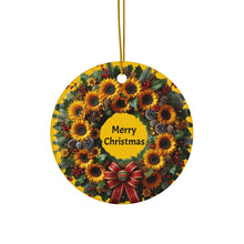 Load image into Gallery viewer, Sunflowers at Christmas gold Ceramic Ornaments, 2-Side Print, (1pc, 3pcs, 5pcs, 10pcs)
