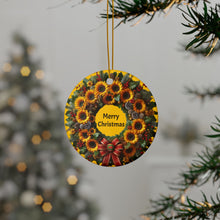 Load image into Gallery viewer, Sunflowers at Christmas gold Ceramic Ornaments, 2-Side Print, (1pc, 3pcs, 5pcs, 10pcs)
