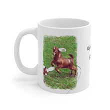 Load image into Gallery viewer, Goats Playing Philippians 4:4 White Ceramic Mug 11oz or 15 oz
