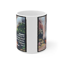 Load image into Gallery viewer, Goat and  butterfly Psalm 50:2 Mug 11oz or 15 oz/  White Ceramic Mug
