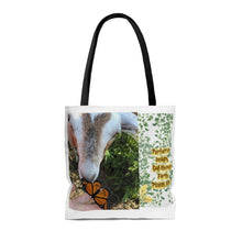 Load image into Gallery viewer, Goat and butterfly- gift scripture &quot;perfect in beauty, God shines forth&quot; Psalm 50:2- Tote Bag
