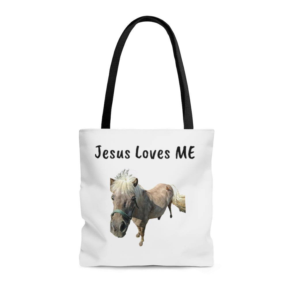 Pony/Jesus Loves ME/AOP Tote Bag